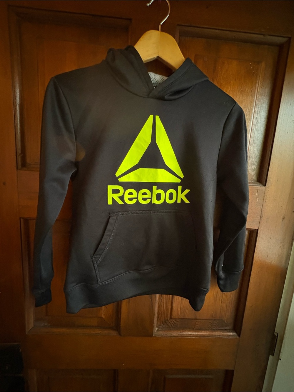 Reebok Black Hoodie with Neon Yellow Logo